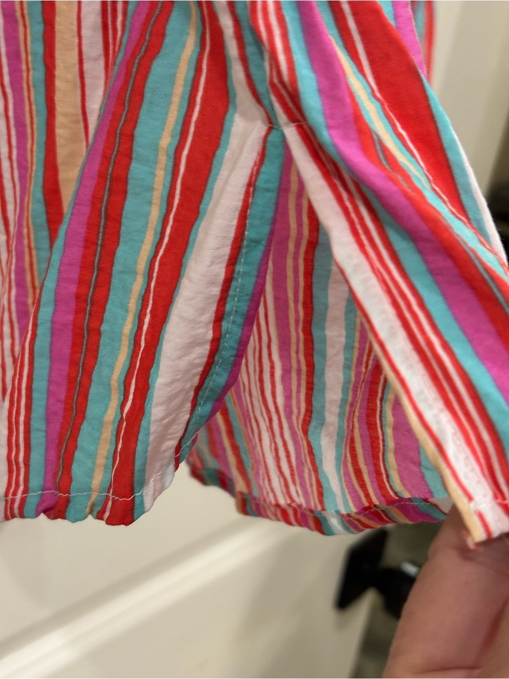Savanna Jane Pink Multi-Color Embroidered Striped Cap Sleeve Blouse - Picture 4 of 5